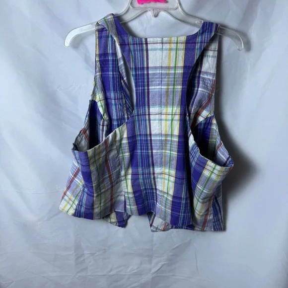 Venezia Women's Plaid Vest Size‎ 20 Ruffle Front Pockets Lightweight - Picture 5 of 5